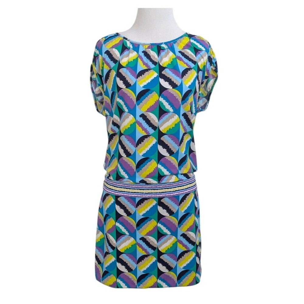 BCBGMaxAzria Geometric Print Dress - Size Small Womens - Blue Purple Yellow